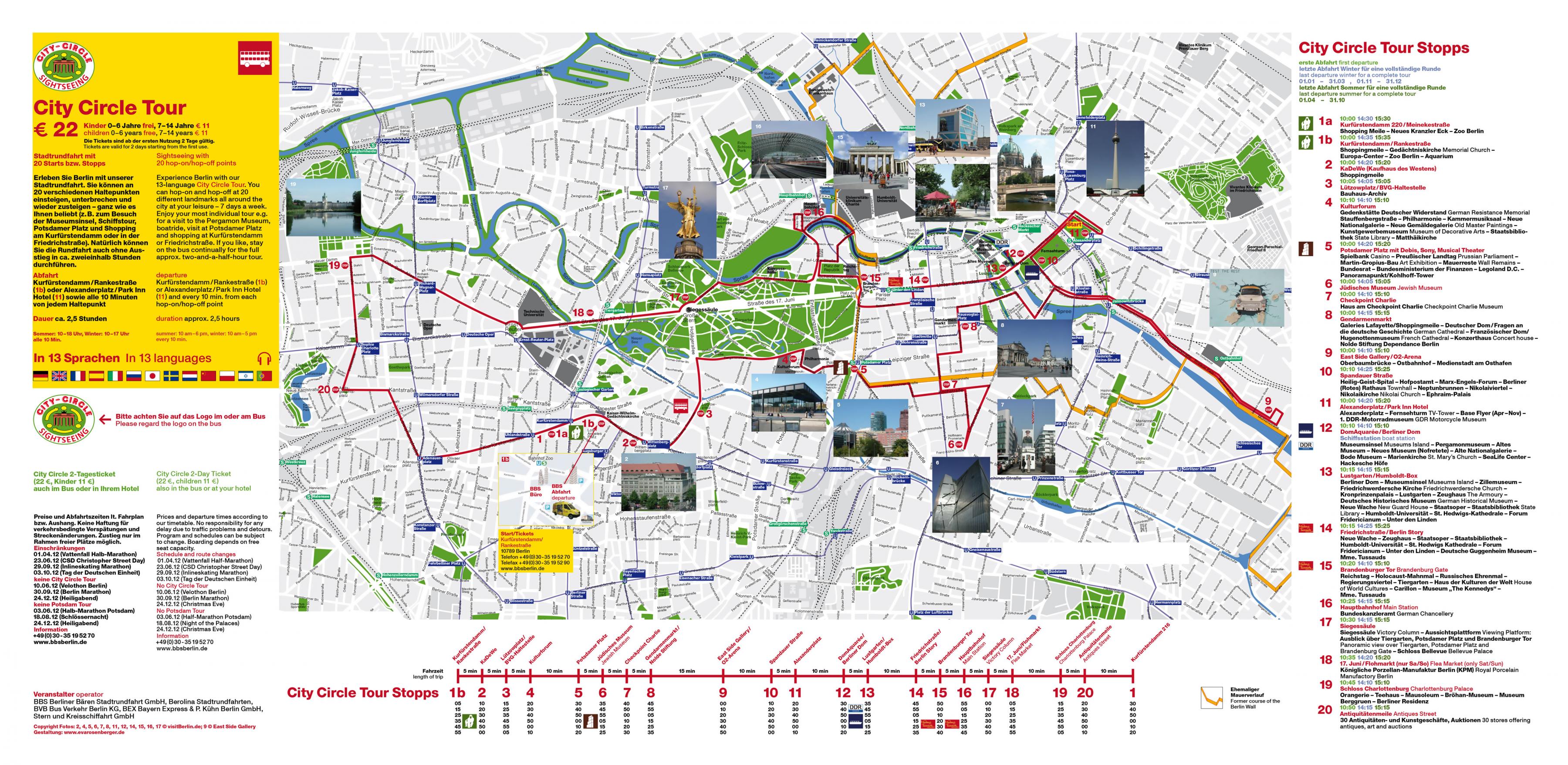 Berlin top attractions map - Berlin main attractions map (Germany)